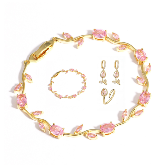 DAINTY ROSE FLOWER & TULIPS -【BRACELET/RING/EARRINGS/NECKLACE/SET】