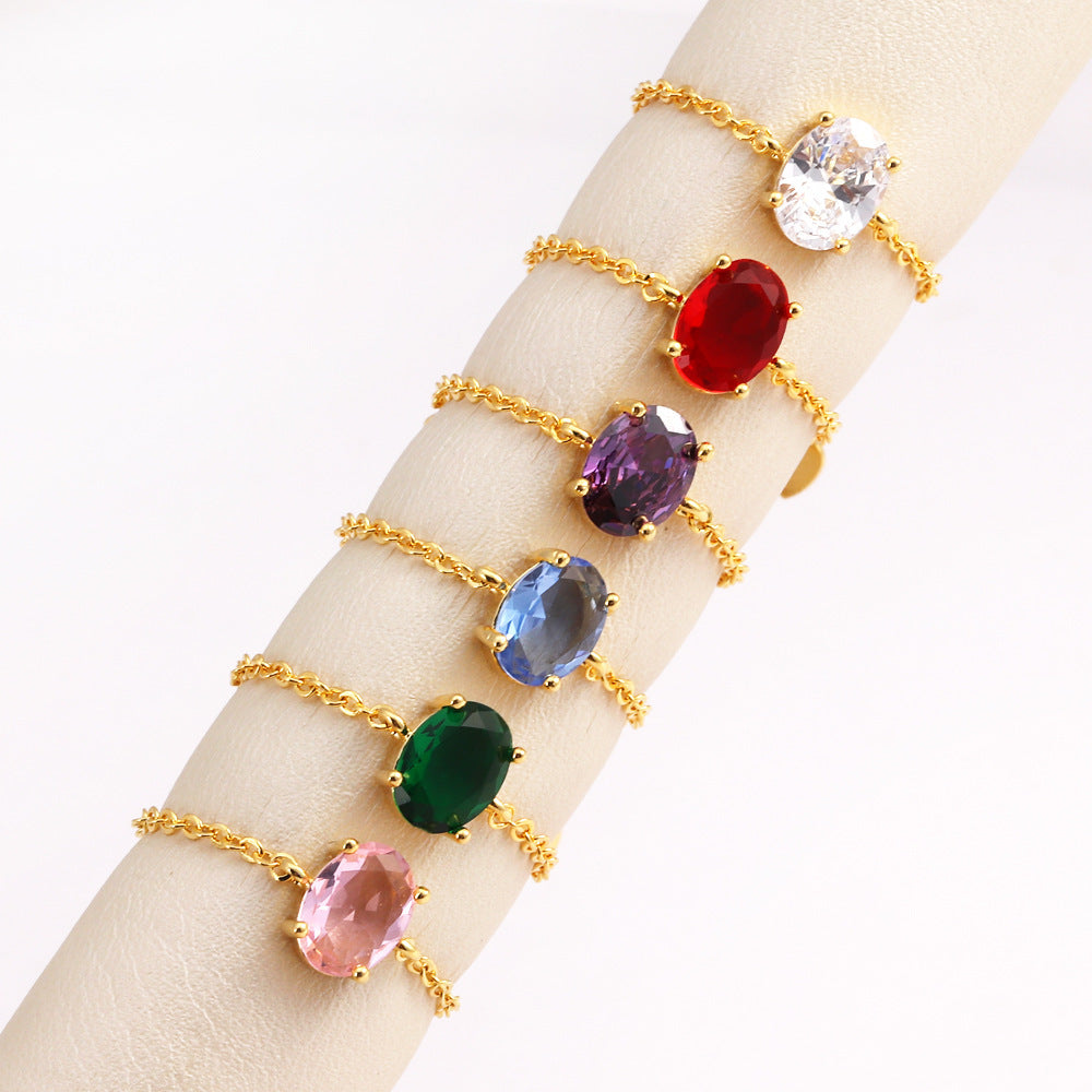 OVAL COLORED ZIRCON -【RING】