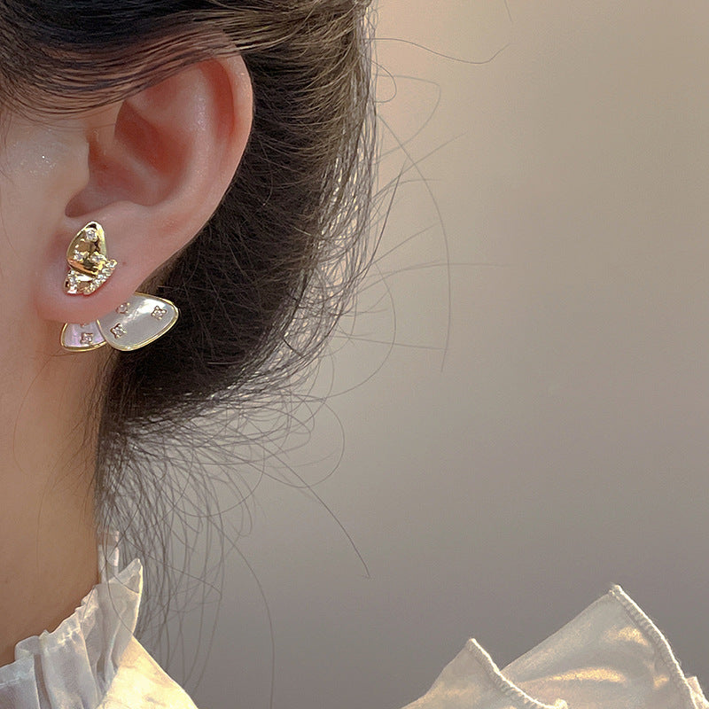 18K GOLD WATER DROP BOW ZIRCON -【EARRINGS】