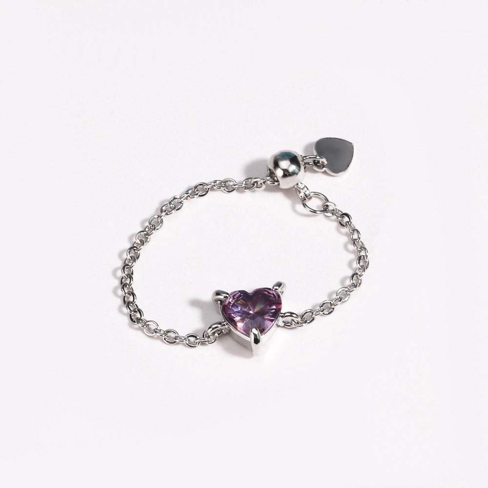 HEART CHARM STRETCH CHAIN -【RING】