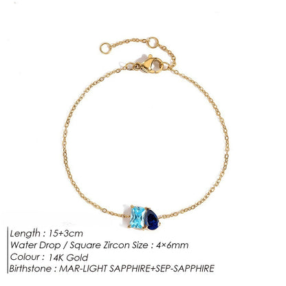 DECEMBER BIRTHSTONE ROMANTIC TEARDROP SQUARE BRACELET