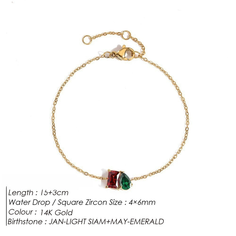 DECEMBER BIRTHSTONE ROMANTIC TEARDROP SQUARE BRACELET