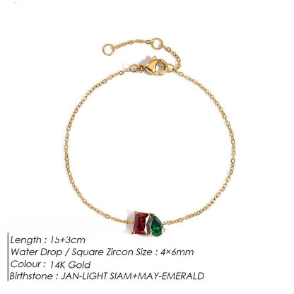 DECEMBER BIRTHSTONE ROMANTIC TEARDROP SQUARE BRACELET