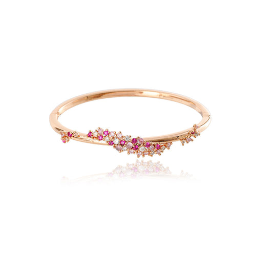 PEACH PINK DIAMOND FLOWER WRAPPED ZIRCON BRACELET