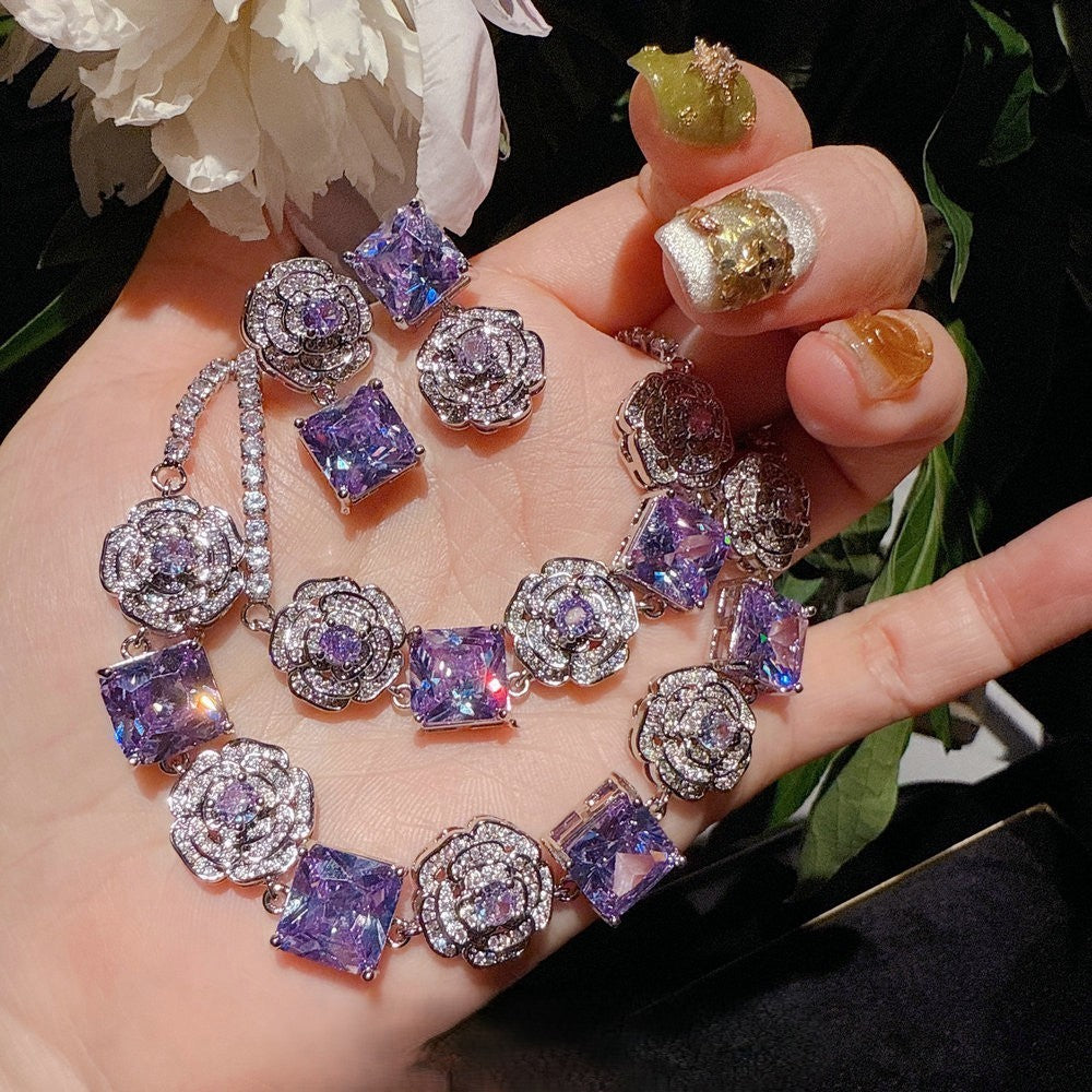 ROSE PINK GEMSTONE - NECKLACE/BRACELET/EARRINGS/SET