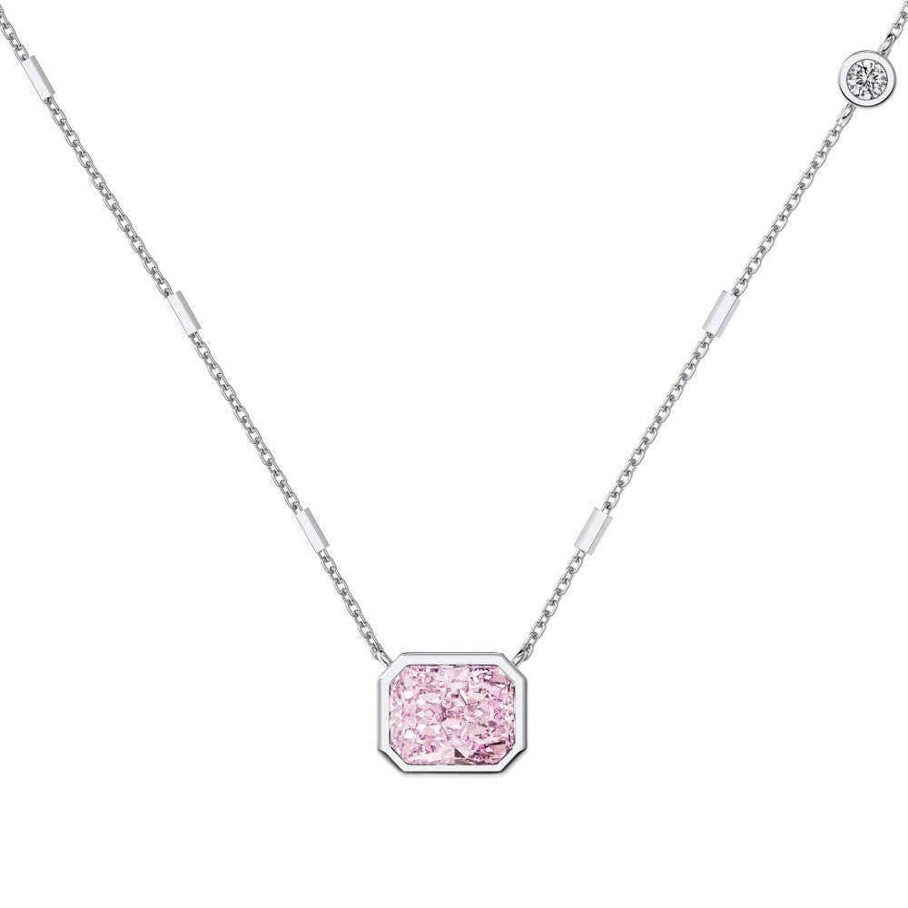 925SILVER SPARKLING FOREST-STYLE PINK HEART -【NECKLACE】