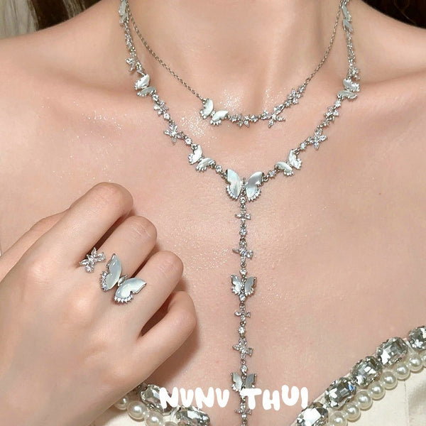 VINTAGE BUTTERFLY GEM -【EARRINGS/NECKLACE/SET】