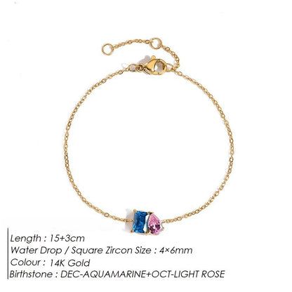 DECEMBER BIRTHSTONE ROMANTIC TEARDROP SQUARE BRACELET