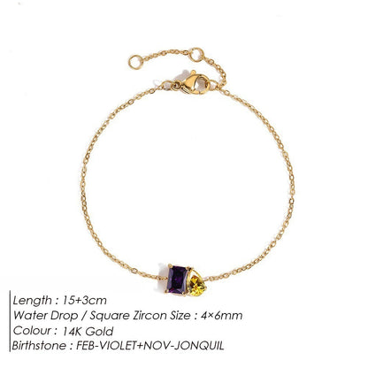 DECEMBER BIRTHSTONE ROMANTIC TEARDROP SQUARE BRACELET