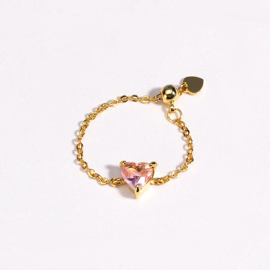 HEART CHARM STRETCH CHAIN -【RING】