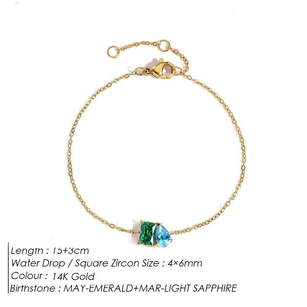 DECEMBER BIRTHSTONE ROMANTIC TEARDROP SQUARE BRACELET