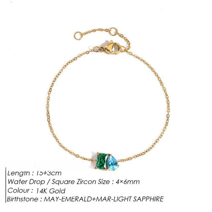 DECEMBER BIRTHSTONE ROMANTIC TEARDROP SQUARE BRACELET