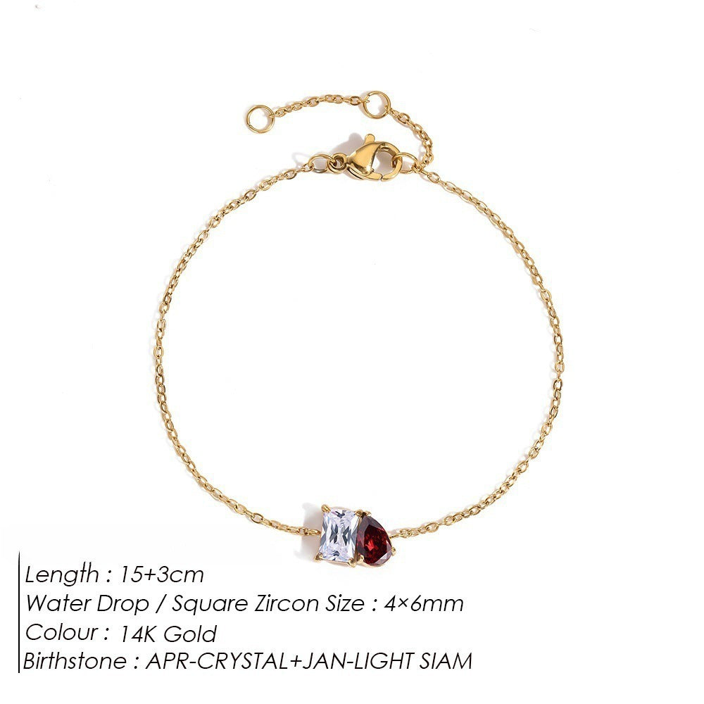 DECEMBER BIRTHSTONE ROMANTIC TEARDROP SQUARE BRACELET