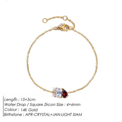 DECEMBER BIRTHSTONE ROMANTIC TEARDROP SQUARE BRACELET