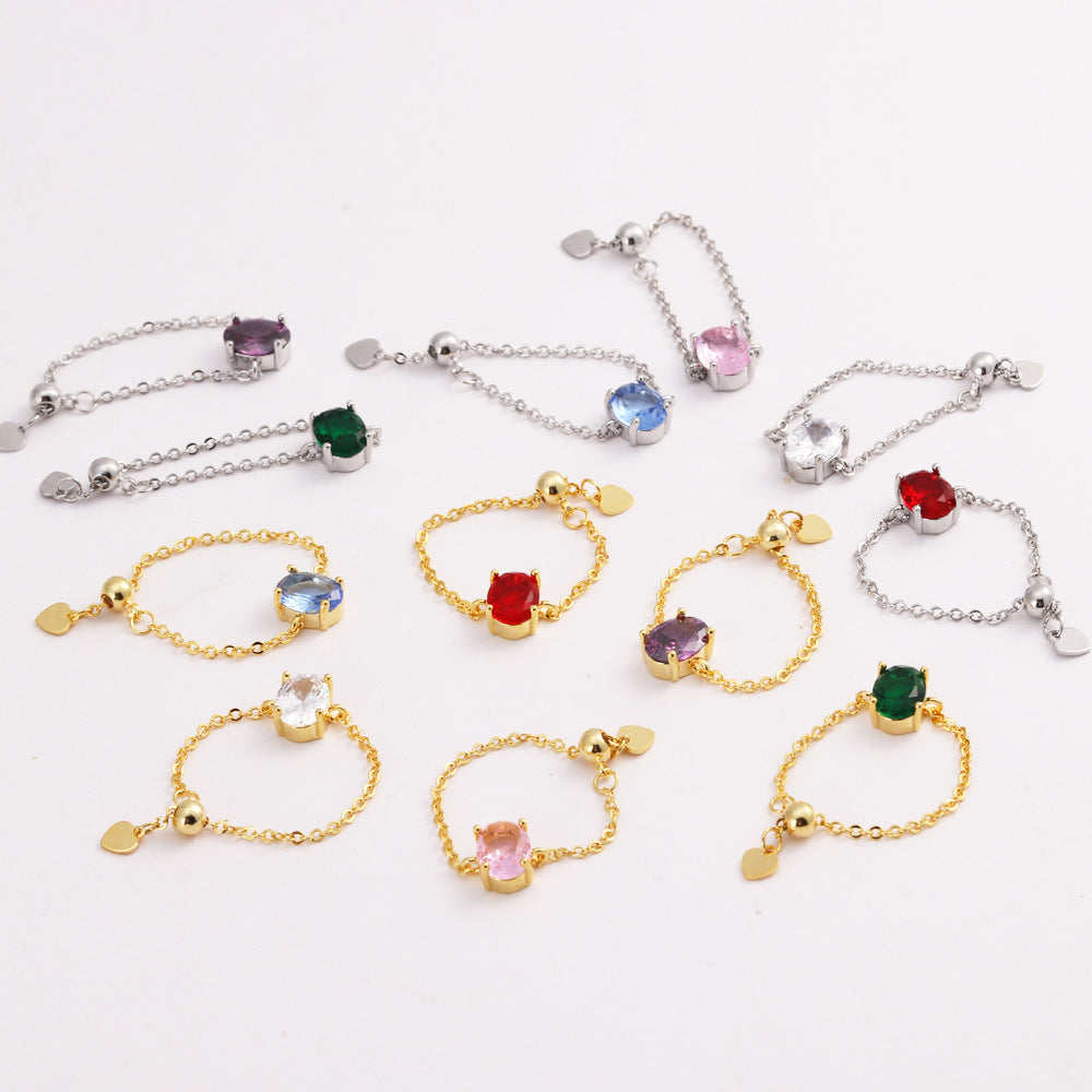 OVAL COLORED ZIRCON -【RING】