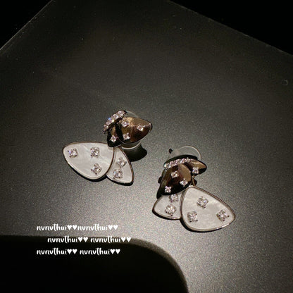 18K GOLD WATER DROP BOW ZIRCON -【EARRINGS】
