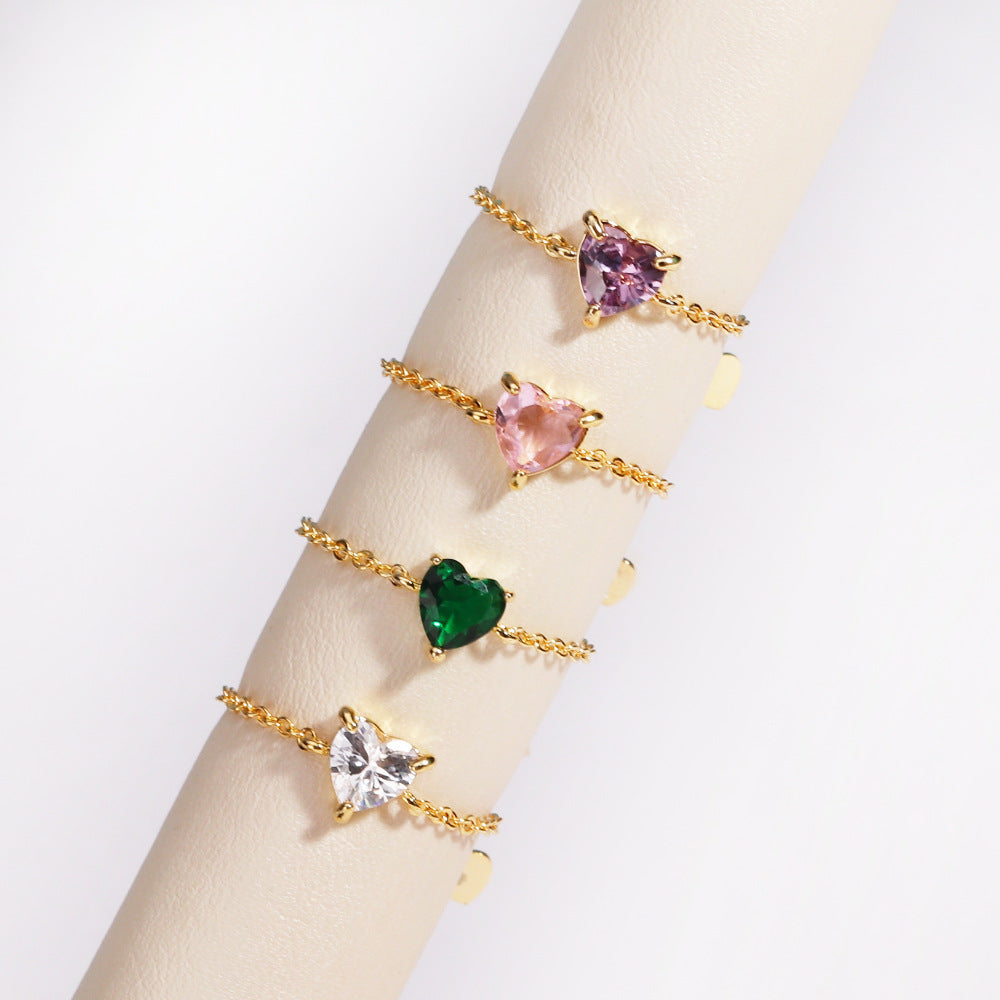 HEART CHARM STRETCH CHAIN -【RING】