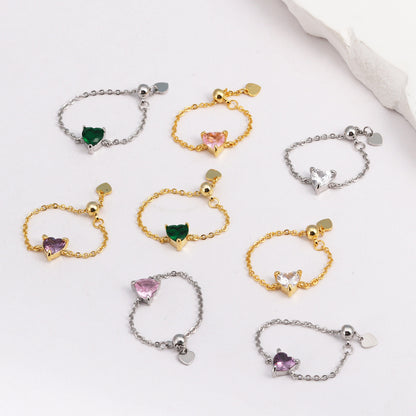HEART CHARM STRETCH CHAIN -【RING】