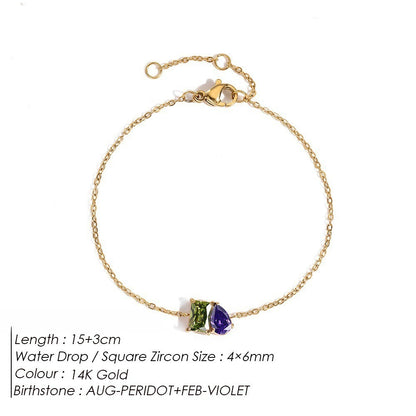 DECEMBER BIRTHSTONE ROMANTIC TEARDROP SQUARE BRACELET