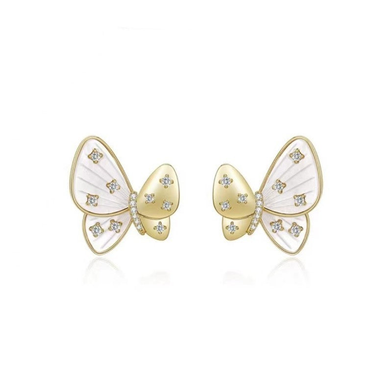 18K GOLD WATER DROP BOW ZIRCON -【EARRINGS】
