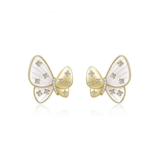 18K GOLD WATER DROP BOW ZIRCON -【EARRINGS】