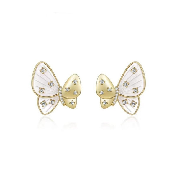 18K GOLD WATER DROP BOW ZIRCON -【EARRINGS】