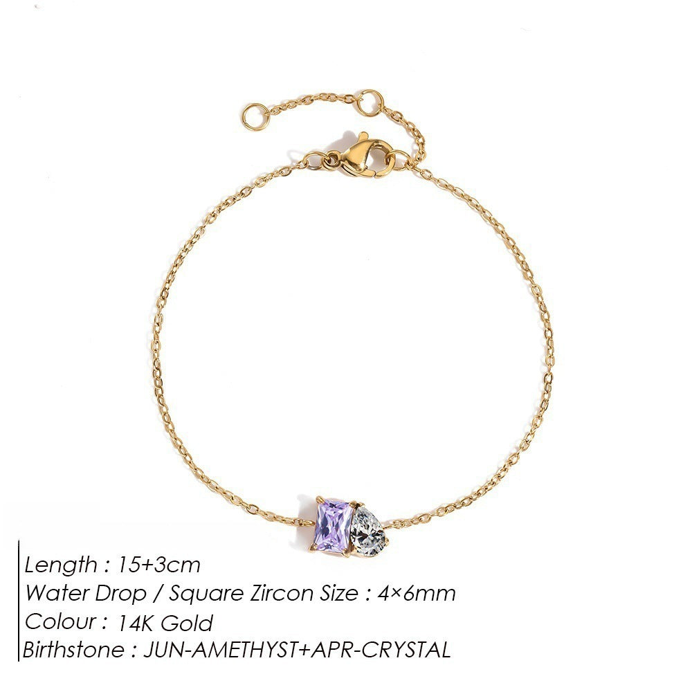 DECEMBER BIRTHSTONE ROMANTIC TEARDROP SQUARE BRACELET