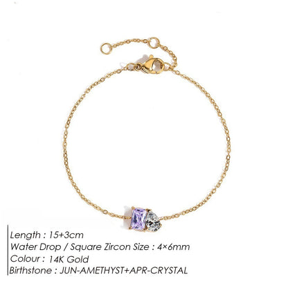 DECEMBER BIRTHSTONE ROMANTIC TEARDROP SQUARE BRACELET