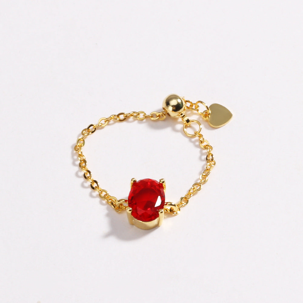 OVAL COLORED ZIRCON -【RING】