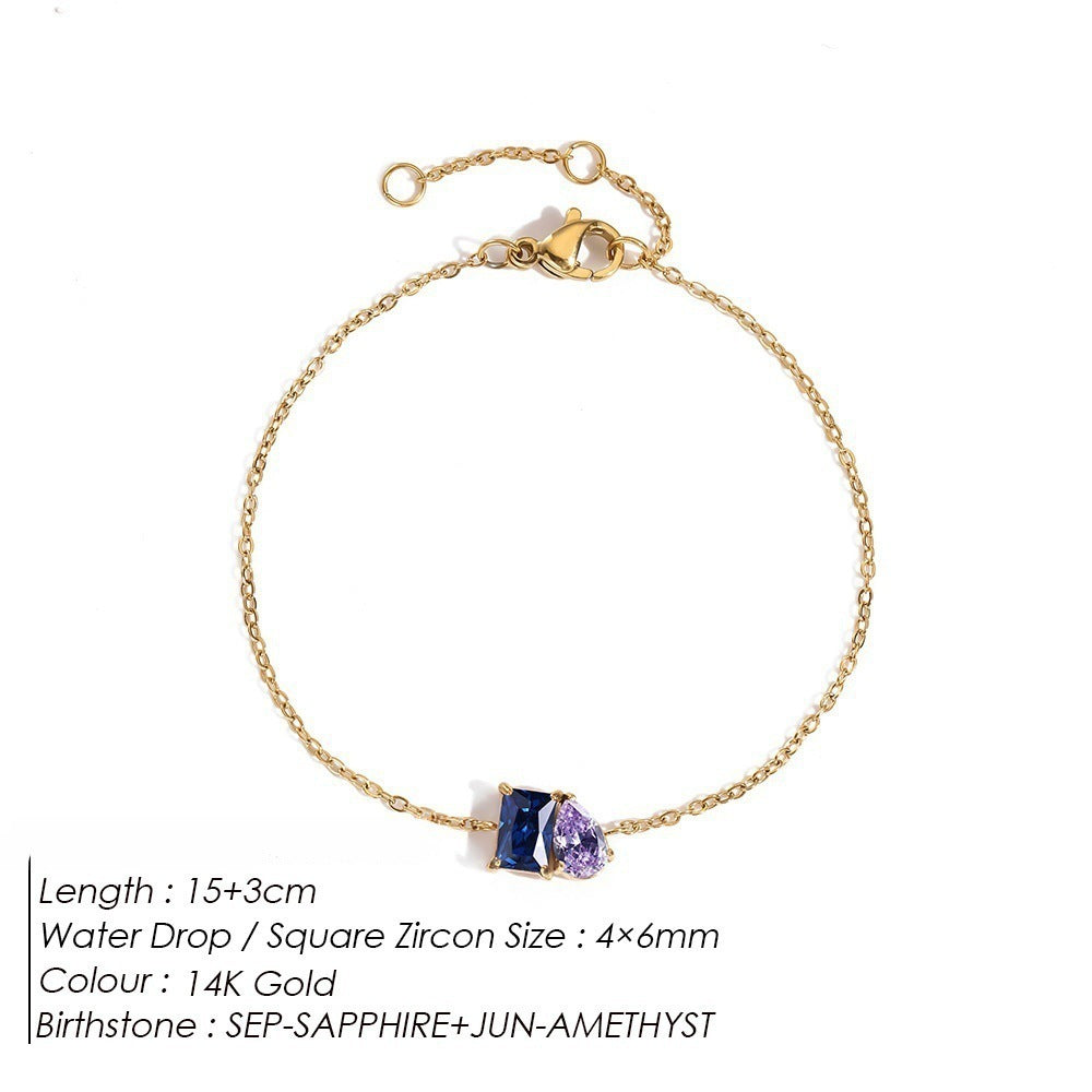 DECEMBER BIRTHSTONE ROMANTIC TEARDROP SQUARE BRACELET