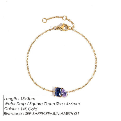 DECEMBER BIRTHSTONE ROMANTIC TEARDROP SQUARE BRACELET