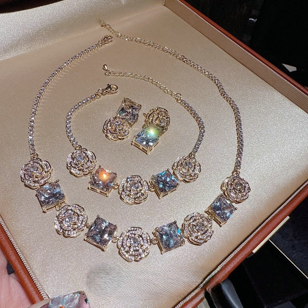 ROSE PINK GEMSTONE - NECKLACE/BRACELET/EARRINGS/SET