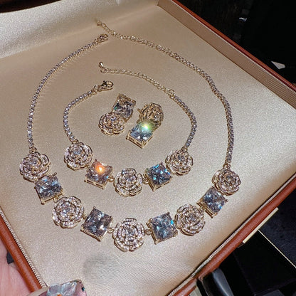 ROSE PINK GEMSTONE - NECKLACE/BRACELET/EARRINGS/SET