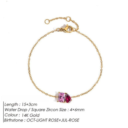 DECEMBER BIRTHSTONE ROMANTIC TEARDROP SQUARE BRACELET