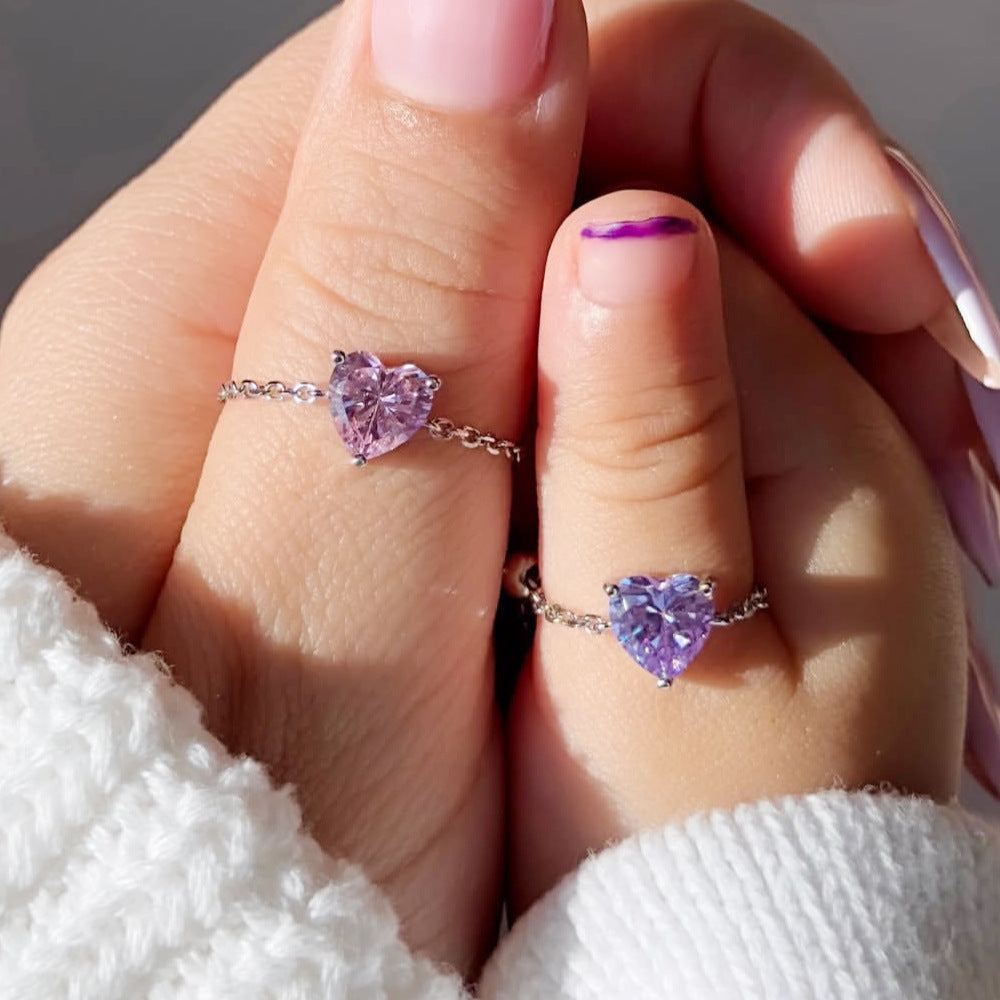 HEART CHARM STRETCH CHAIN -【RING】